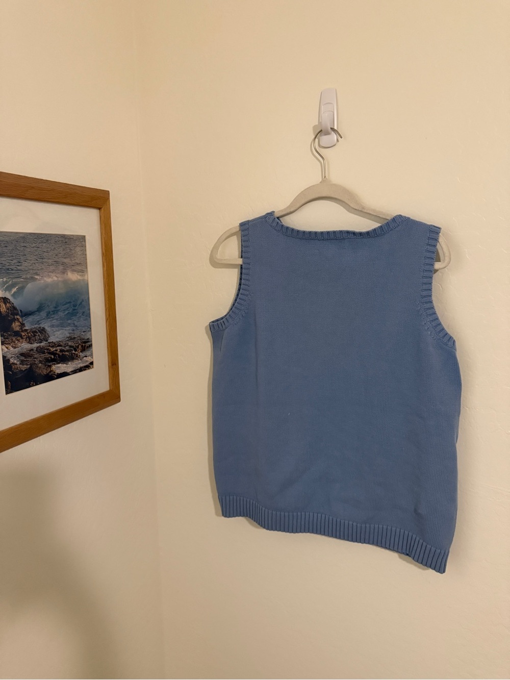 Vintage HTF Lauren Ralph Lauren Coastal Sweater Vest Blue White Hibiscus - Picture 2 of 5